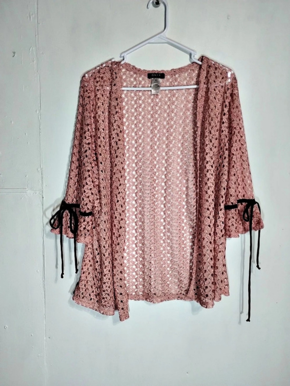 Onyx Pink Crochet Sleeve-Tie Tunic